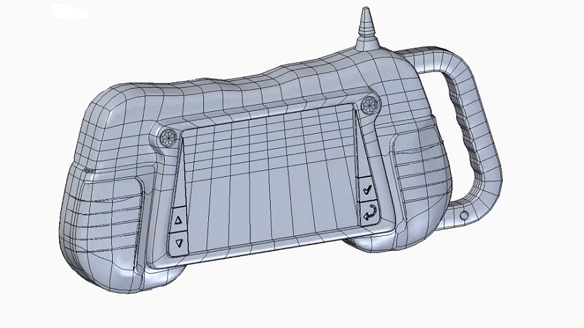 Finamac Popcircle controller device model in Solid Edge, showcasing subdivision modeling environment