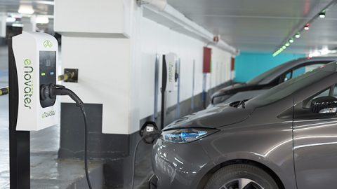 Electric car rapid charging at an eNovates charger stations