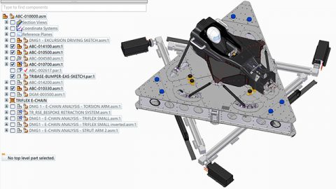 CAD breakdown of Dynisma Motion Generator platform